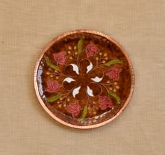 Ekibeki -  Ekibeki-Wall Plate - Brown Swirling Lotus Copper Enamel (1pc)