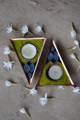 Ekibeki Parrot Green Rangoli Tealight Holder (Set of 2)