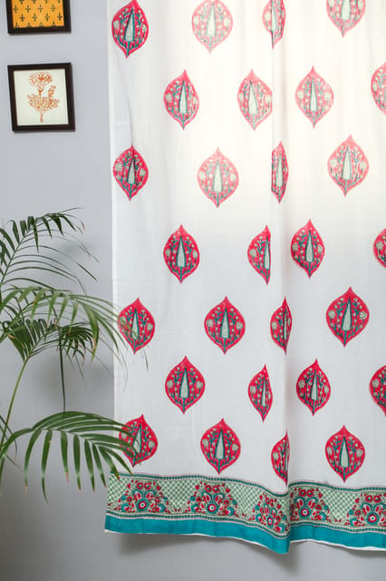 SootiSyahi 'Persian Palm' Handblock Printed Cotton Door Curtain