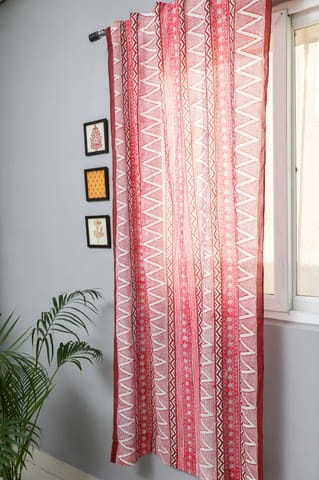 SootiSyahi 'Geometric Romance' Handblock Printed Cotton Door Curtain