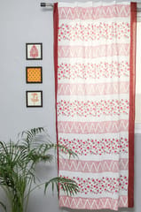 SootiSyahi 'Zig Zag Ruby' Handblock Printed Cotton Door Curtain