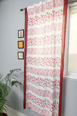SootiSyahi 'Zig Zag Ruby' Handblock Printed Cotton Door Curtain