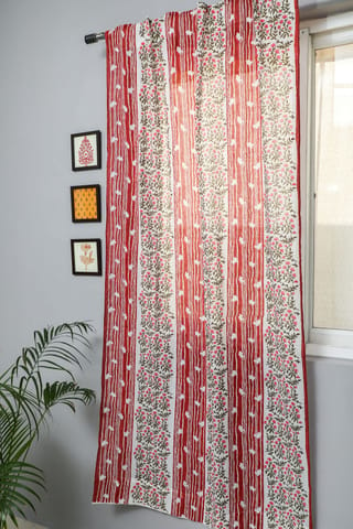 SootiSyahi 'Haven Glazing' Handblock Printed Cotton Door Curtain