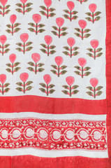 SootiSyahi 'Evergreen cherry' Handblock Printed Cotton Door Curtain