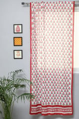 SootiSyahi 'Evergreen cherry' Handblock Printed Cotton Door Curtain