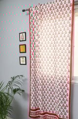 SootiSyahi 'Evergreen cherry' Handblock Printed Cotton Door Curtain
