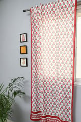 SootiSyahi 'Evergreen cherry' Handblock Printed Cotton Door Curtain