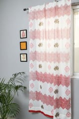 SootiSyahi 'Gleaming Zigzags' Handblock Printed Cotton Door Curtain
