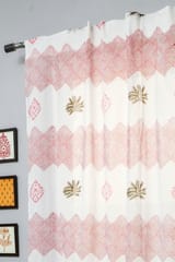 SootiSyahi 'Gleaming Zigzags' Handblock Printed Cotton Door Curtain