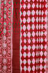 SootiSyahi 'Artistic Red Illusions' Handblock Printed Cotton Door Curtain