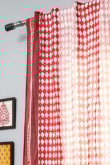 SootiSyahi 'Artistic Red Illusions' Handblock Printed Cotton Door Curtain
