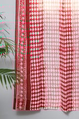 SootiSyahi 'Artistic Red Illusions' Handblock Printed Cotton Door Curtain