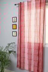 SootiSyahi 'Artistic Red Illusions' Handblock Printed Cotton Door Curtain