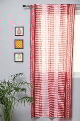 SootiSyahi 'Artistic Red Illusions' Handblock Printed Cotton Door Curtain