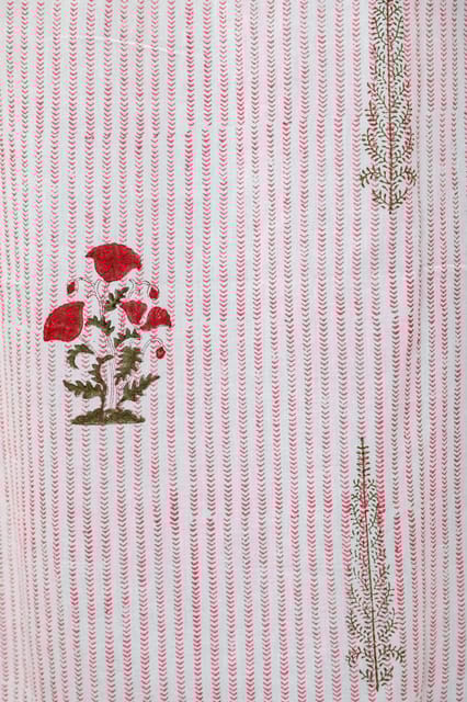 SootiSyahi 'Red Retreat' Handblock Printed Cotton Door Curtain