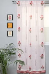 SootiSyahi 'Red Retreat' Handblock Printed Cotton Door Curtain