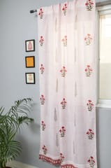 SootiSyahi 'Red Retreat' Handblock Printed Cotton Door Curtain
