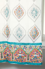 SootiSyahi 'Carved Ornaments' Handblock Printed Cotton Window Curtain