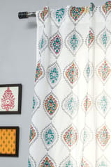 SootiSyahi 'Carved Ornaments' Handblock Printed Cotton Window Curtain