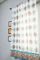 SootiSyahi 'Carved Ornaments' Handblock Printed Cotton Window Curtain