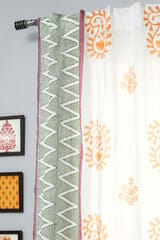 SootiSyahi 'Zigzag Sunburst' Handblock Printed Cotton Window Curtain