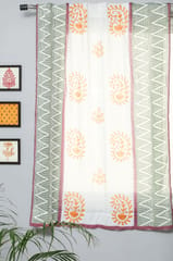 SootiSyahi 'Zigzag Sunburst' Handblock Printed Cotton Window Curtain