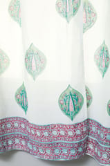 SootiSyahi 'Green Palm' Handblock Printed Cotton Window Curtain