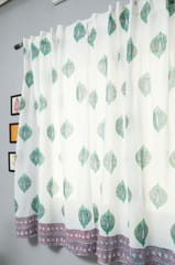 SootiSyahi 'Green Palm' Handblock Printed Cotton Window Curtain