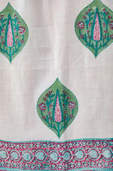 SootiSyahi 'Green Palm' Handblock Printed Cotton Window Curtain