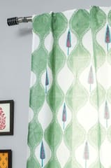 SootiSyahi 'Aloe Palm' Handblock Printed Cotton Window Curtain