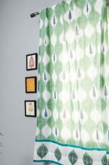 SootiSyahi 'Aloe Palm' Handblock Printed Cotton Window Curtain