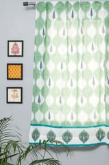 SootiSyahi 'Aloe Palm' Handblock Printed Cotton Window Curtain