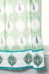 SootiSyahi 'Aloe Palm' Handblock Printed Cotton Window Curtain