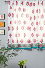 SootiSyahi 'Persian Palm' Handblock Printed Cotton Window Curtain