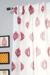 SootiSyahi 'Persian Palm' Handblock Printed Cotton Window Curtain