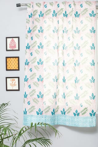 SootiSyahi 'Glow of Garden' Handblock Printed Cotton Window Curtain