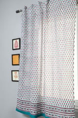 SootiSyahi 'Florel Sprouts' Handblock Printed Cotton Window Curtain