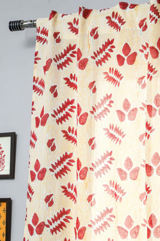 SootiSyahi 'Glow of Autum' Handblock Printed Cotton Window Curtain