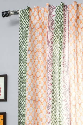 SootiSyahi 'East Meets West' Handblock Printed Cotton Window Curtain