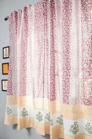 SootiSyahi 'Heavenly Homeland' Handblock Printed Cotton Window Curtain