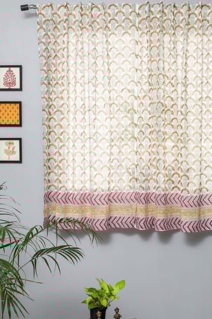 SootiSyahi 'Sparkles Garden' Handblock Printed Cotton Window Curtain