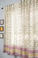 SootiSyahi 'Sparkles Garden' Handblock Printed Cotton Window Curtain
