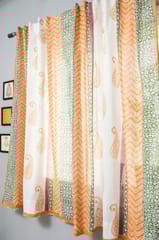 SootiSyahi 'Golden East' Handblock Printed Cotton Window Curtain
