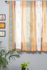SootiSyahi 'Golden East' Handblock Printed Cotton Window Curtain