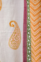 SootiSyahi 'Golden East' Handblock Printed Cotton Window Curtain