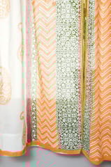 SootiSyahi 'Golden East' Handblock Printed Cotton Window Curtain