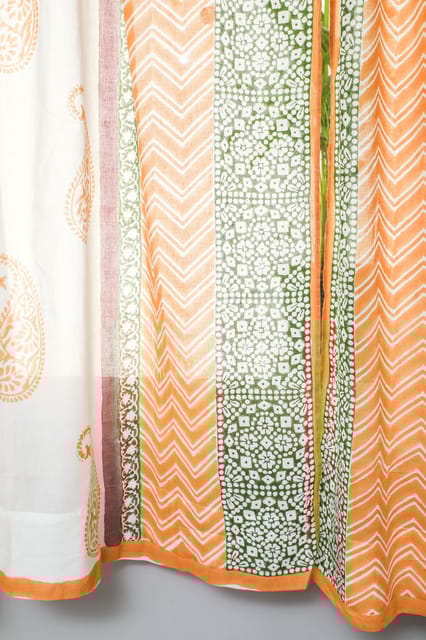 SootiSyahi 'Golden East' Handblock Printed Cotton Window Curtain