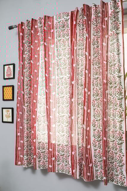 SootiSyahi 'Haven Glazing ' Handblock Printed Cotton Window Curtain
