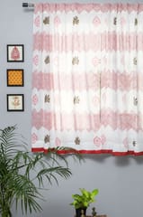 SootiSyahi 'Gleaming Zigzags' Handblock Printed Cotton Window Curtain