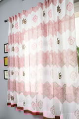 SootiSyahi 'Gleaming Zigzags' Handblock Printed Cotton Window Curtain